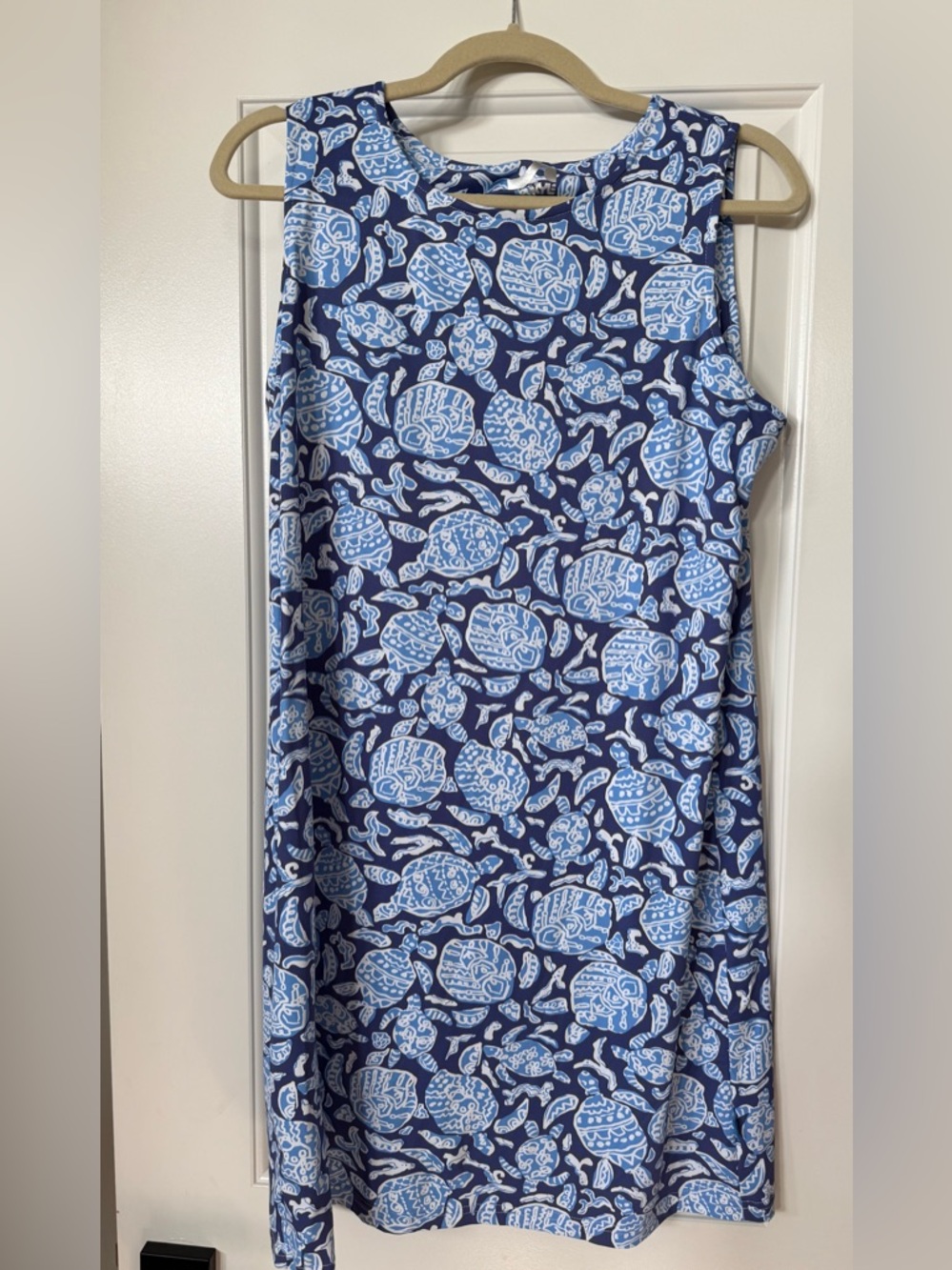 surf style Blue Turtle Print Swim Coverup/dress M like new!